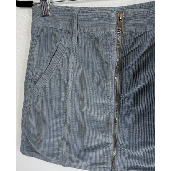 American Eagle Womens Blue Corduroy Hi RIse A-Line Skirt Size 6 Mini Boho Zip Up - Picture 3 of 9
